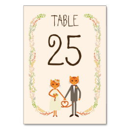 Whimsical Forest Cats (Cream) Trouwtafel Kaart