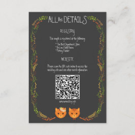 Whimsical Forest Cats Rustieke bruiloft Informatiekaartje