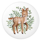 Whimsical Forest Deer Woodland Greenery Nursery Keramische Knop (Voorkant)