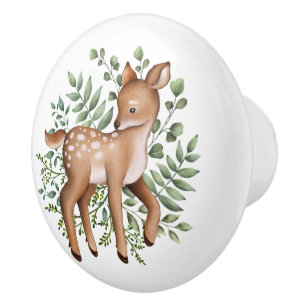 Whimsical Forest Deer Woodland Greenery Nursery Keramische Knop