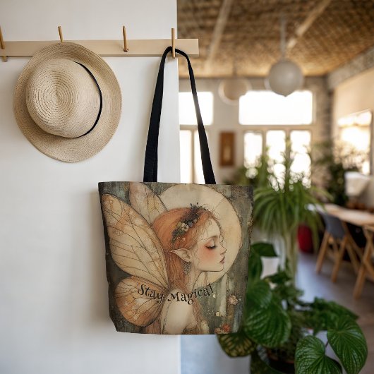 Whimsical Forest Fairy Stay met een magische quote Tote Bag