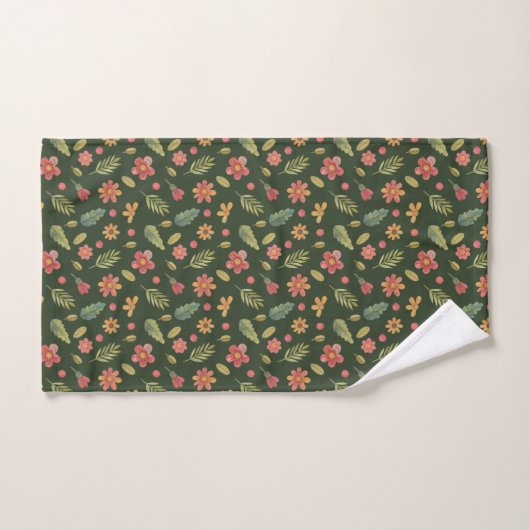 Whimsical Forest Flowers & Leaves Bad Handdoek (Handdoek)