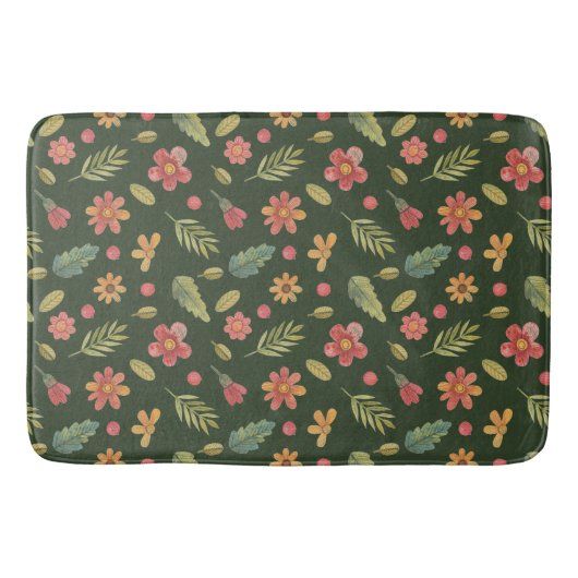 Whimsical Forest Flowers & Leaves Badmat (Voorkant)