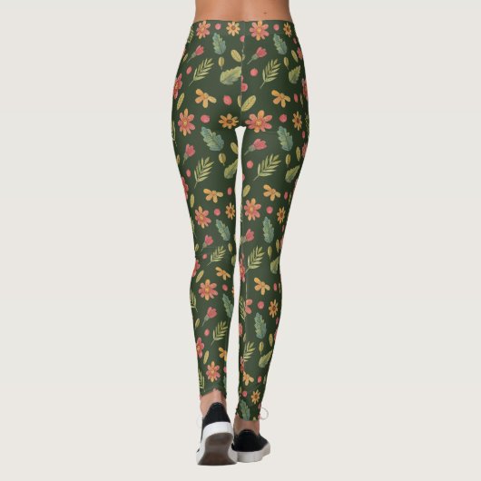 Whimsical Forest Flowers & Leaves Leggings (Achterkant)