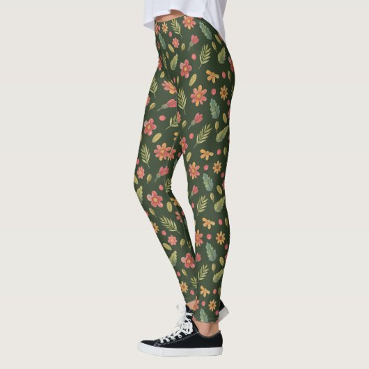 Whimsical Forest Flowers & Leaves Leggings (Links)