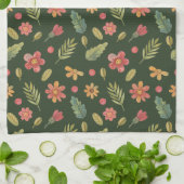 Whimsical Forest Flowers & Leaves Theedoek (Gevouwen)