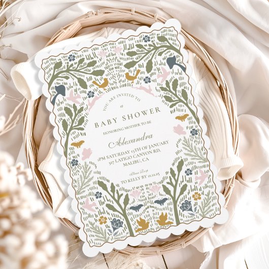 Whimsical Forest Folk Baby Shower Kaart