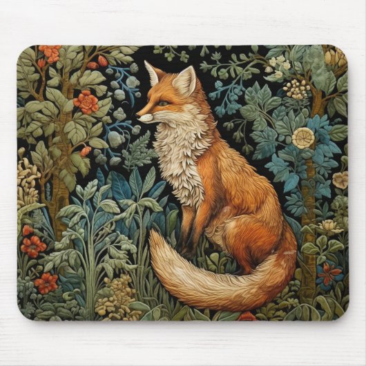 Whimsical Forest Fox  Botanische Bloemen Muismat (Voorkant)