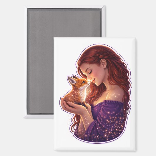 Whimsical Forest Fox Magneet (Voorkant / Achterkant)