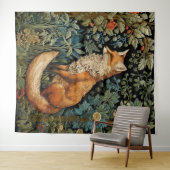 Whimsical  Forest Fox William Morris Art Wandkleed (In Situ (horizontaal))