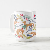Whimsical Forest Foxes Waterverf Feestelijke loof Koffiemok (Voorkant links)