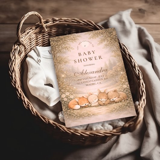 Whimsical Forest Friends Baby Shower Kaart