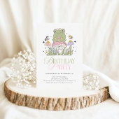Whimsical Forest Frog Girl Verjaardag Kaart