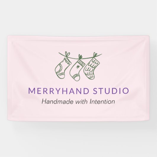 Whimsical Forest Green Stocking Garland Kerstmis Spandoek (Horizontaal)