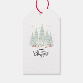 Whimsical Forest Merry Christmas Gift Tag Cadeaulabel