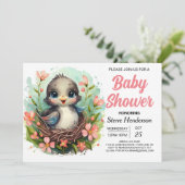 Whimsical Forest Modern Bird Baby shower Kaart (Staand voorkant)