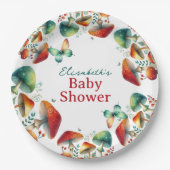 Whimsical Forest Mushroom Baby shower Papier Borde Papieren Bordje (Voorkant)