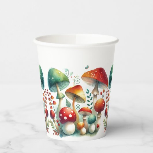 Whimsical Forest Mushroom Baby shower Papieren Bekers (Links)