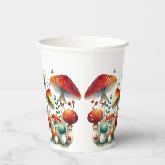 Whimsical Forest Mushroom Baby shower Papieren Bekers (Rechts)