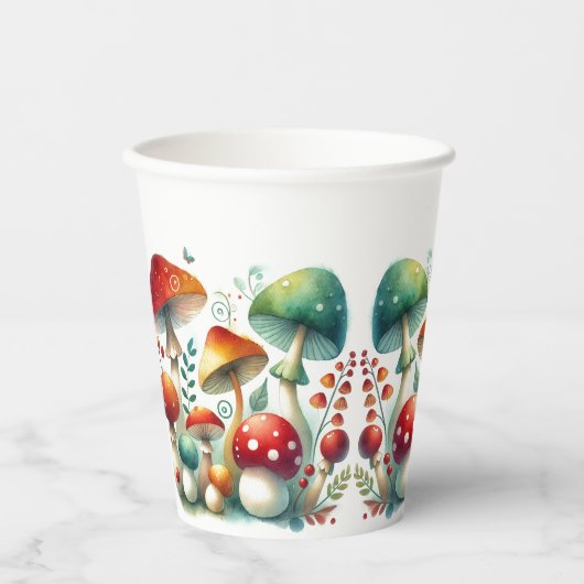 Whimsical Forest Mushroom Baby shower Papieren Bekers (Voorkant)