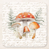 Whimsical Forest Mushroom Boerderij Kartonnen Onderzetters (Voorkant)