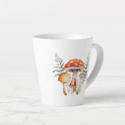 Whimsical Forest Mushroom  Boerderij Latte Mok (Rechterhoek)