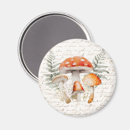 Whimsical Forest Mushroom  Boerderij Magneet (Voorkant / Achterkant)