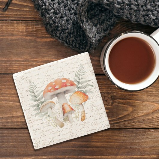 Whimsical Forest Mushroom Boerderij Stenen Onderzetter