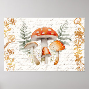 Whimsical Forest Mushroom letter Boerderij Poster