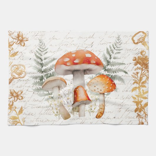 Whimsical Forest Mushroom  letter Boerderij Theedoek (Horizontaal)