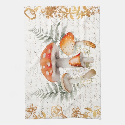 Whimsical Forest Mushroom  letter Boerderij Theedoek (Verticaal)