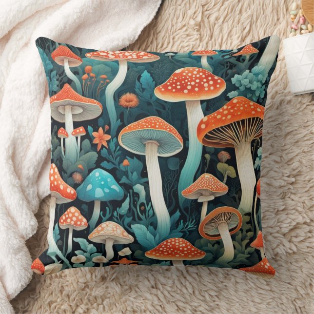Whimsical Forest Mushrooms Illustratie Kussen (Deken)