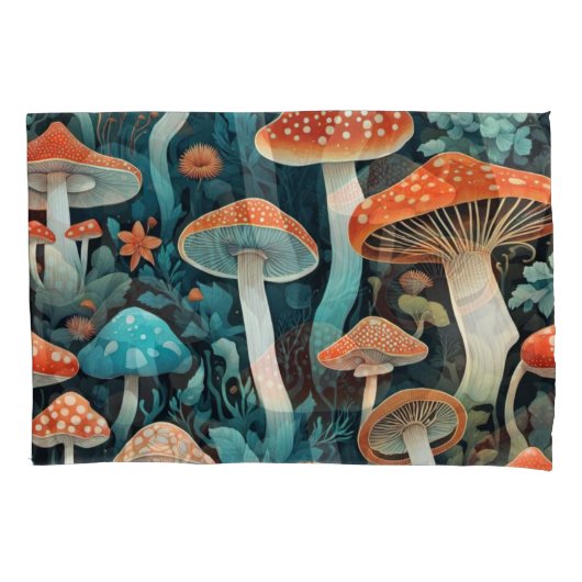 Whimsical Forest Mushrooms Illustratie Kussensloop (Voorkant)