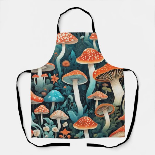 Whimsical Forest Mushrooms Illustratie Schort (Voorkant)