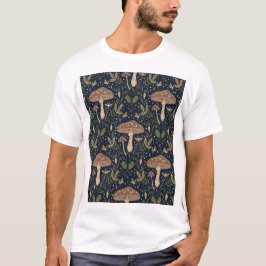 Whimsical Forest Mushrooms Seamless Botan Pattern T-shirt