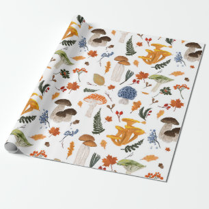 Whimsical Forest Mushrooms Waterverf Cadeaupapier
