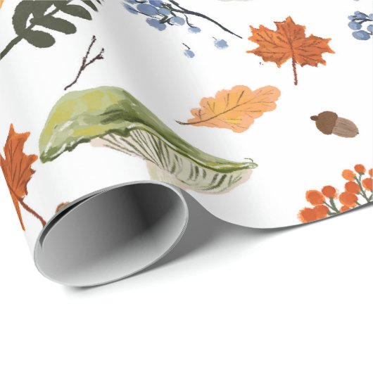 Whimsical Forest Mushrooms Waterverf Cadeaupapier (Rol Hoek)