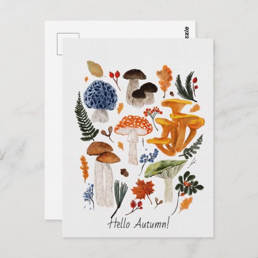 Whimsical Forest Mushrooms Waterverf illustratie Briefkaart (Voorkant / Achterkant)