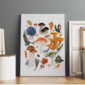 Whimsical Forest Mushrooms Waterverf illustratie Poster