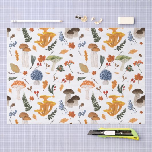 Whimsical Forest Mushrooms Waterverf Tissuepapier (Craft)