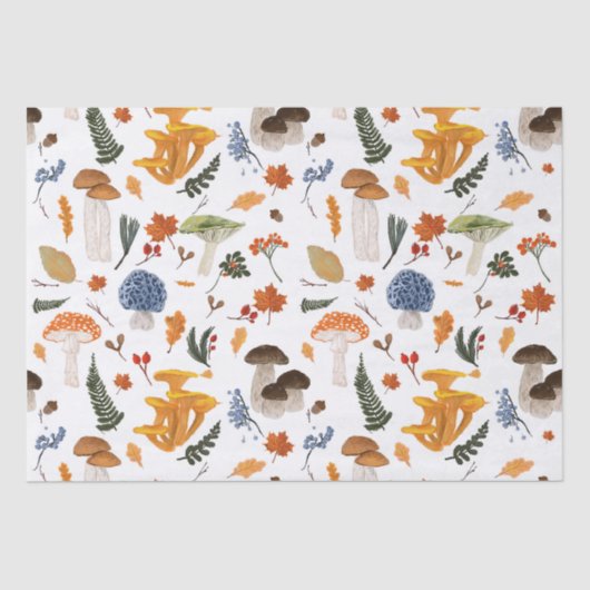 Whimsical Forest Mushrooms Waterverf Tissuepapier (Voorkant)