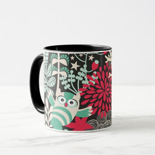 Whimsical Forest Owl Mok (Voorkant links)