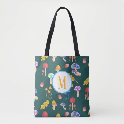 Whimsical Forest paddenstoelen | Monogram Tote Bag (Voorkant)