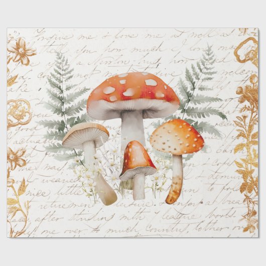 Whimsical Forest Paddestoel  letter Decoupage Cadeaupapier (Vlak)