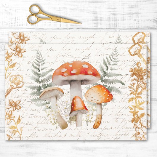 Whimsical Forest Paddestoel letter Decoupage Inpakpapier Vel