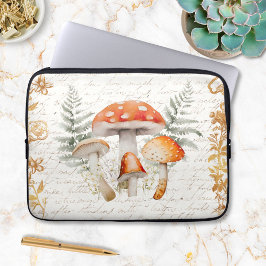 Whimsical Forest Paddestoel  letter Decoupage Laptop Sleeve