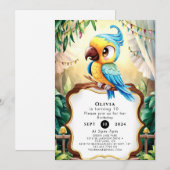 Whimsical Forest Parrot verjaardag Kaart (Voorkant / Achterkant)