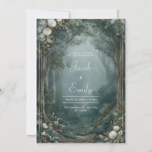 Whimsical Forest Path Wedding Kaart (Voorkant)