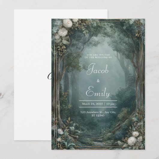 Whimsical Forest Path Wedding Kaart (Voorkant / Achterkant)