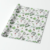Whimsical Forest Pushrooms en Leaves Cadeaupapier (Uitgerold)
